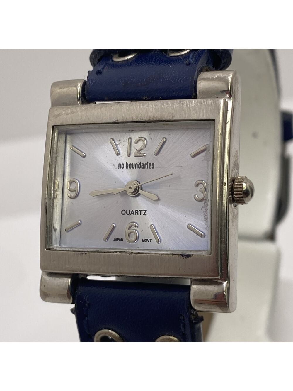 Womens No Boundaries Vintage Square Blue Band Watch New Battery